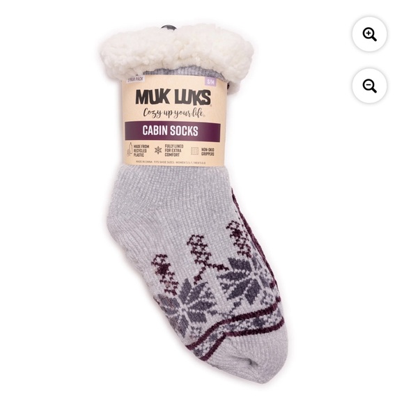 Muk Lukas Cabin Sock 2 Pair Pack New With Tags Size Small/Medium - Picture 10 of 13